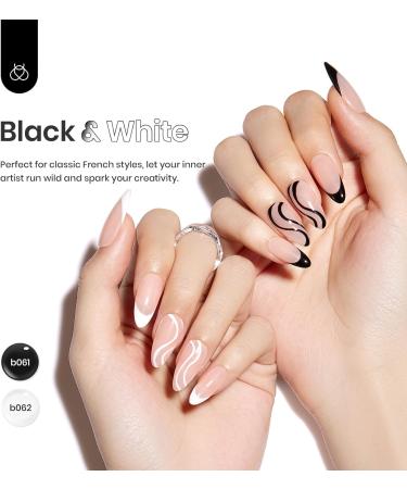 beetles Gel Polish Nail Art Liner Gel Polish Set- 2 Popular Black White Colours Nail Art Polish Gel Art Paint for Swirl Nails Built Thin Brush in Gel Pens UV Soak off Gifts for Girls-CL209 - Buy Online on GoSupps.com