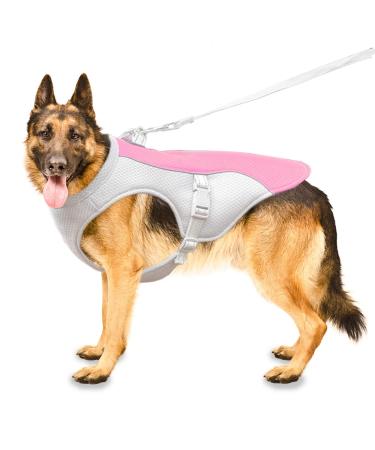 Dog cooling vest dog cooling coat fit dog harness adjustable cooling dog jacket for small medium and large dog breeds absorbent & cool dog vest for sports hot weather summer (XL-ROSA) pink XL