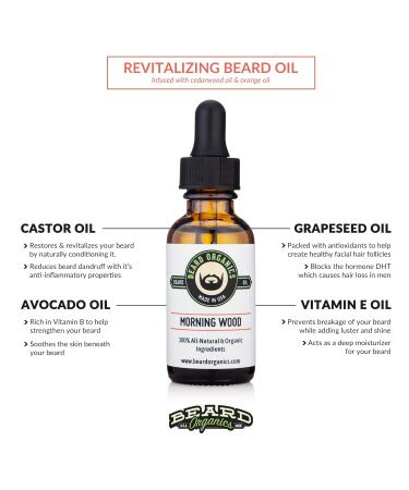 Beard Organics Morning Wood Beard Oil - Cedarwood & Orange | Premium Grooming for Men - Buy Online on GoSupps.com