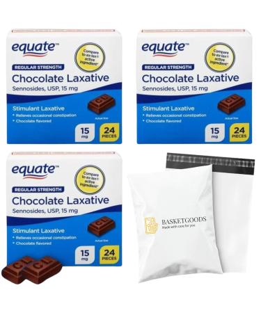 Chocolate Laxatives- Senna Laxative Chocolate 24 ct 15 mg (3 Pack) Set with Basket Goods Store