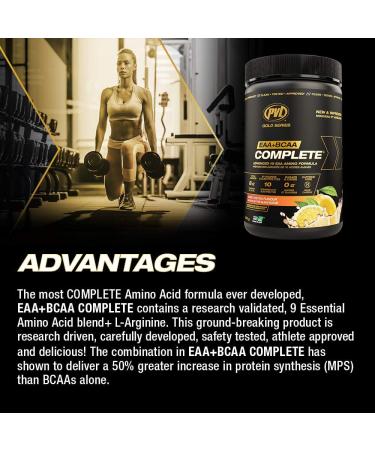 PVL EAA BCAA COMPLETE | Pre Intra or Post Workout EAA/BCAA with L-Arginine Amino Acid Supplement Keto Friendly 369 g (30 servings) Tropical Punch - Buy Online on GoSupps.com