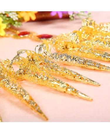 Belly Dance Gypsy Egyptian Gold Bracelet Finger Nails Artificial Red jewelry 5 set (Gold) - Buy Online on GoSupps.com