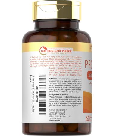 Carlyle Probiotic with Prebiotics & Postbiotics | 25 Billion CFU | 60 Capsules | Supplement for Women & Men | Powder Pills | Vegetarian Non-GMO & Gluten Free - Buy Online on GoSupps.com