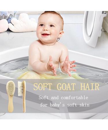 Natural Wooden Baby Hair Brush - Soft Goat Bristles for Newborns, Infants, Toddlers & Kids - Buy Online on GoSupps.com