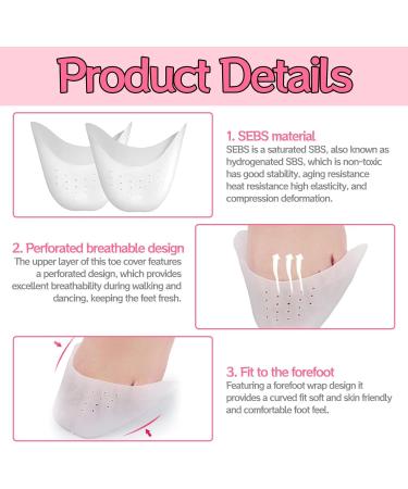 Silicone Toe Caps 2 Pairs - Breathable Ballet Pointe Pads for Dancing & Running - White - Buy Online on GoSupps.com