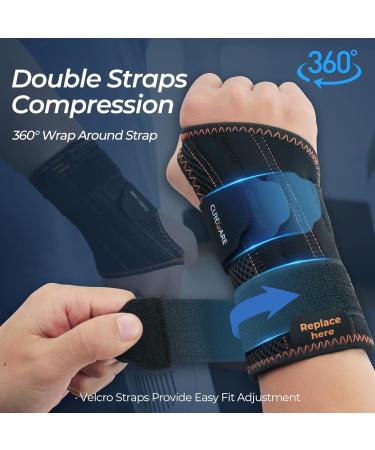 CureCare Adjustable Wrist Support with 2 Alternating Rails | Pain Relief Bandage for Carpal Tunnel Tendinitis & Arthritis (L/XL Left) - Buy Now! - Buy Online on GoSupps.com