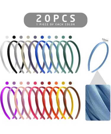 20 Pieces Satin Headbands Candy-Colored Cloth Headbands Thickened Headbands DIY Headband Materials Hair Accessories Suitable for Happy Parties Performances (20 Colors) - Buy Online on GoSupps.com