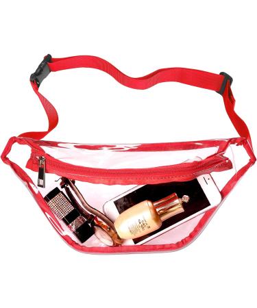 Women's Waterproof Clear Fanny Pack - Red | Stadium Approved Waist Bag for Concerts & Sports Events - Buy Online on GoSupps.com