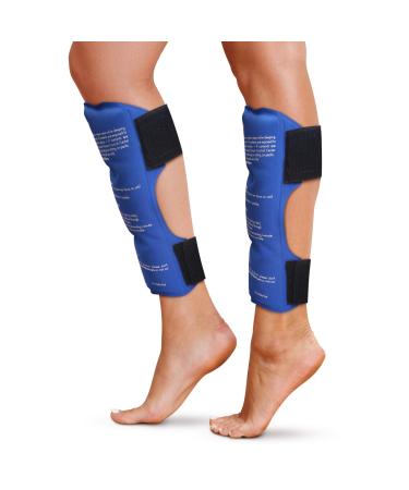 Shin Splint Ice Packs (Set of 2) Reusable Hot and Cold Therapy Wrap | Leg or Calf Pain Relief | Advanced Soft Gel Technology | Freezable and Microwavable | Perfect for Running Injuries & Recovery