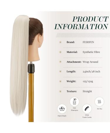 Platinum Blond 60 cm Synthetic Hair Extensions - Long Smooth Ponytail Braid for Women & Girls - Buy Online on GoSupps.com