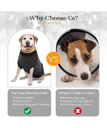 Idomik Dog Recovery Suit | Breathable Surgical One-Piece for Men & Women | Alternative to E-Collar | L Gray (22.83 - 26.77 Chest Girth) - Buy Online on GoSupps.com