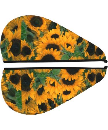 Hair Towel Wrap - Quick Drying Towel Turban with Button | Sunflowers 7 Design - Buy Online on GoSupps.com