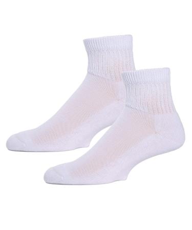 MeMoi Diabetic Well-Fit White Quarter Socks 10-13 White