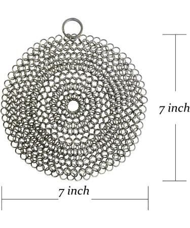 Chainmail Cast Iron Cleaner - Premium 316 Stainless Steel Scrubber for Skillet, Wok, Pot, Pan - Pre-Seasoned Dutch Oven Waffle Iron - 7 inch Round - Skillet Cleaner - Buy Online on GoSupps.com