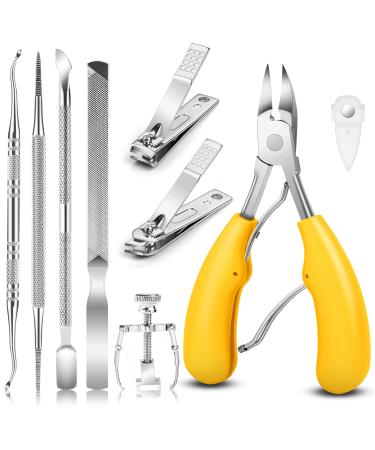 9PACK Pedicure Tools Ingrown Toenail Tool Ingrown Toenail Tool Kit Toenail Clippers Professional Tool Set for Ingrown & Thick Nail Toenail Clippers Professional Tool Set for Toenail Clippers Yellow