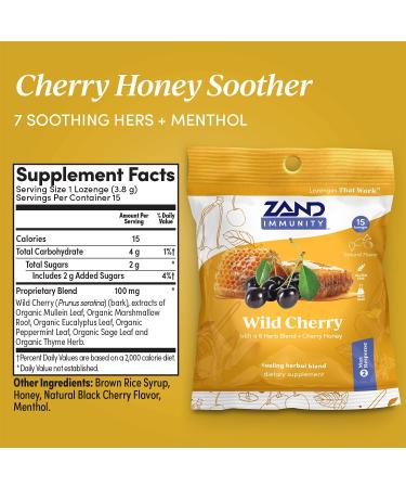 Zand Wild Cherry Honey Soother - 15 Throat Lozenges for Natural Relief - Buy Online on GoSupps.com