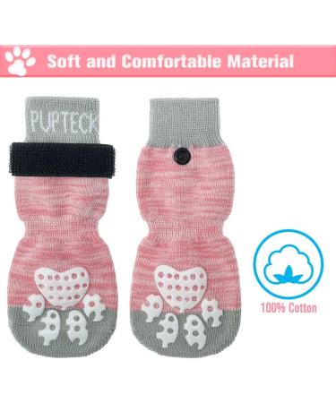 Pupeck Double-Sided Anti-Slip Dog Socks - 2 Pairs with Adjustable Straps for Indoor Use - Pink Traction Control for Small Dogs - Summer Paw Protection on Hardwood Floors - Buy Online on GoSupps.com
