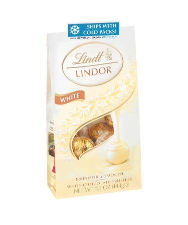 Lindt LINDOR White Chocolate Truffles, White Chocolate Candy with Smooth, Melting Truffle Center, Great for gift giving, 5.1 oz. Bag (6 Pack) White 5.1 Ounce (Pack of 6)