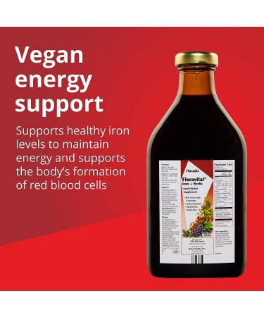 Floradix Floravital Iron & Herbs Vegan Supplement - Energy Support, 17 Fl Oz - Buy Online on GoSupps.com