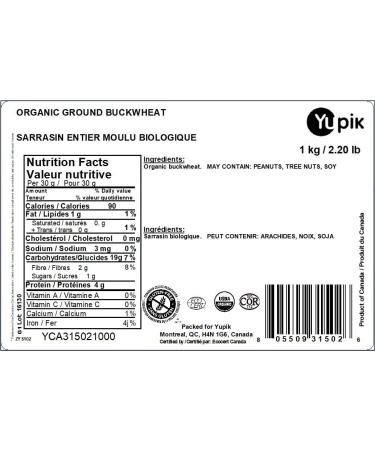 Yupik Organic & Gluten-Free Ground Buckwheat Flour (Powder Meal) 1Kg 1 kg (Pack of 1) - Buy Online on GoSupps.com