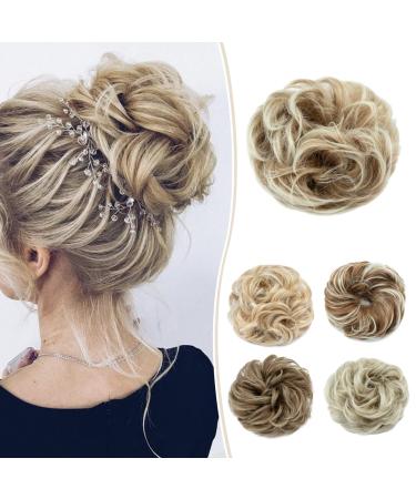Silk-Co hair part with rubber band dutt with hair wavy soft dutt hair part with rubber band 55 g lured hair thickening hair extensions messy bun updos honey brown ombre bleach blond curly 55 g honeybread ombre bleach blonde