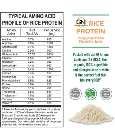 Growing Naturals Vanilla Rice Protein Powder - 15g Plant Protein | 2.8g BCAA | Low-Carb, Low-Sugar, Non-GMO, Vegan, Gluten-Free, Keto & Allergy Friendly - Vanilla Blast (32.8oz) - Buy Online on GoSupps.com
