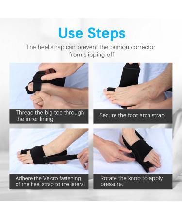 Bunion Corrector for Women & Men - Adjustable Orthopedic Bunion Splint with Big Toe Separators for Foot Pain Relief (1PC) - Black - Buy Online on GoSupps.com