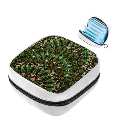 GIAPB Sanitary Napkin Storage Bag Period Bag Tampon Bag Makeup Bag Pad Pouch Green Bohemia Style Color4792