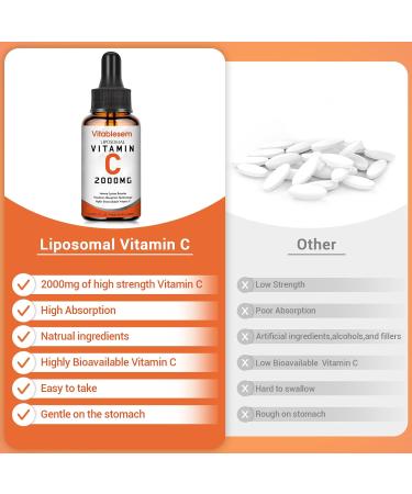 Liposomal Vitamin C Liquid 2000 mg | High Absorption Vegan Vit C Drops | 60 ml Dose - Buy Online on GoSupps.com