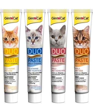 GimCat Duo Paste Anti-Hairball Malt and Cheese - 50g Tube for Natural Hairball Prevention in Cats - Buy Online on GoSupps.com