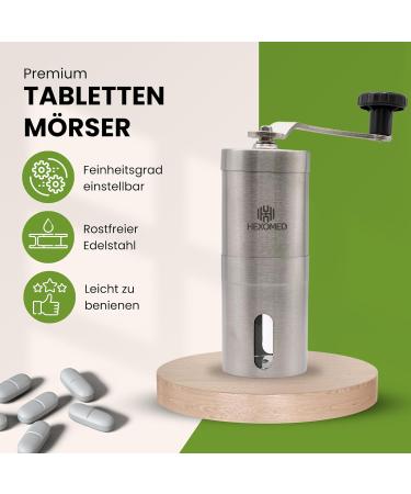 Hexomed Premium Stainless Steel Tablet Mortar & Splitter - Adjustable Pill Crusher for Adults Children and Pets - Efficient Medication Shredding Tool - Buy Online on GoSupps.com