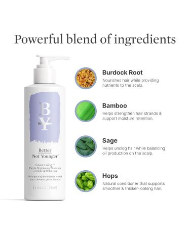 Better Not Younger Silver Lining Purple Shampoo - Sulfate-Free for Blonde Hair - With Burdock Root, Bamboo & Sage - 8.4 Fl Oz - Buy Online on GoSupps.com