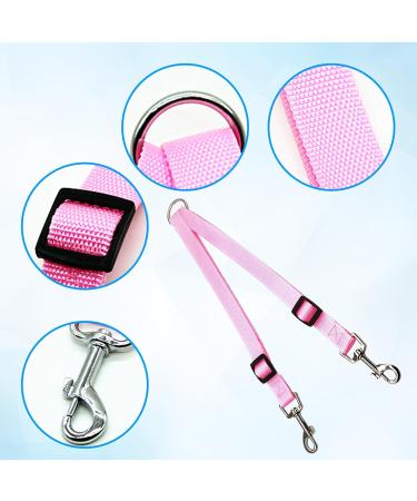 Dual Dog Leash with Splinter Stop - Adjustable Training Leash for Small Medium & Large Dogs - Perfect for Jogging & Hiking (Pink) - Buy Online on GoSupps.com