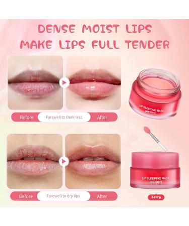 Lip Sleeping Mask Lip Balm Strawberry Lip Mask Moisturising Lip Oils for Dry Chapped Peeling Cracked Lips Skincare Moisturiser Lip Balm for Lip Care - Buy Online on GoSupps.com