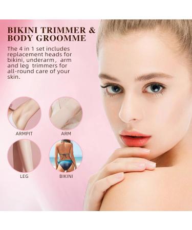 Nose Hair Trimmer for Women - 4 in 1 Rechargeable Facial Hair Removal Bikini Trimmer & Shaver for Sensitive Skin | Perfect for Eyebrows Upper Lip Arms Legs Underarm - Buy Online on GoSupps.com