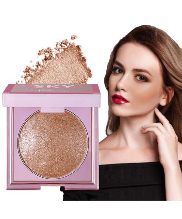 Highlighter Makeup 8g Shimmering Waterproof Highlighting Powder Cosmetics Women Brightening Face Cosmetics for Eyelids Lips Cheekbones Long Wear Highlighter for Mom Wife