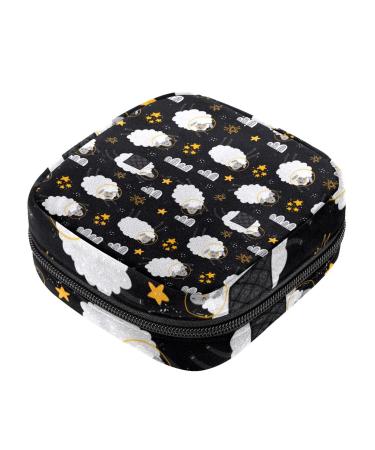 Sheep Stars Pattern Sanitary Napkin Storage Bag Portable Period Kit Bag Pad Pouches for Period Menstrual Cup Bag with Zipper Sanitary Pad Pouch for Women Teen Girls Ladies Color 6
