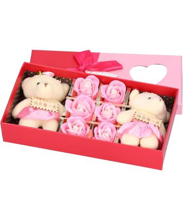 Rose Flower Bath Soap Artificial Soap Flower Soap Rose Flower with Bear Toy in Gift Box 6 Flora Scented Artificial Soap Flower and 2 Cute Bears Women Mom Girls Valentine's Day #1 - Buy Online on GoSupps.com