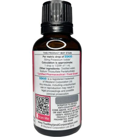 SSKI 1g/mL (30mL) 50mg per Drop | Maximum Strength 600 Drops Solution - Buy Online on GoSupps.com