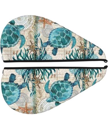 Buy Watercolor Sea Turtle Hair Towel Wrap | Quick Drying Towel Turban for Effortless Hair Care - Buy Online on GoSupps.com
