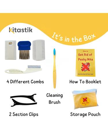 9pc Anti-Nit Kit: Head Lice Comb Set for Kids and Adults - Nit Combs for Effective Lice Removal with Cleaning Brush, Clips, and How-To Guide - Buy Online on GoSupps.com