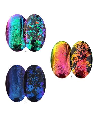 KUKA Dark Chameleon Nail Flakes Set - Iridescent Glitter Chrome Powder for Mirror Mermaid Effect - 6 Jars - Buy Online on GoSupps.com