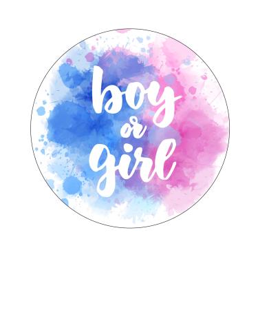 Orange Trading Dartmouth LTD A4 Edible Decor Icing Sheet Gender Reveal Boy or Girl Themed 7-8" Circle Cake Topper Decoration - Great for larger cakes