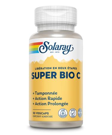 Solaray Super Bio C | Tamponn e action rapide et prolong e | 30 vegcaps Sans saveur 30 unit (Lot de 1)