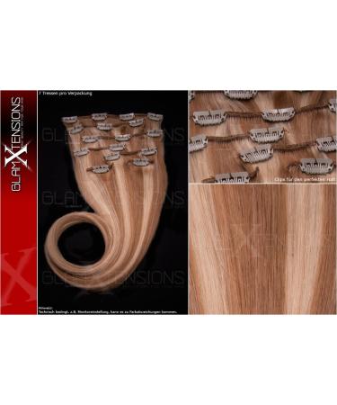 Real hair clip in extensions set 100% Indian remy real hair 7 part / 7 tresse high-quality hair extension 55cm clip-in hair extension color scattered # 18/613 dark blonde blonde