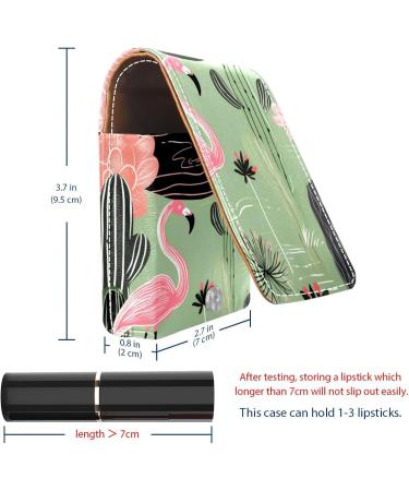 Travel Lipstick Organizer Case Portable Makeup Bag with Mirror | Flamingo Cacti Design - Buy Online on GoSupps.com