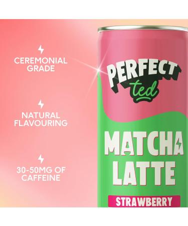 PerfectTed Matcha Latte (Pr t- -Boire) Matcha Japonais de Qualit C r moniale 12 Canettes de 250 ml Pr t- -Boire avec Avoine Sans Gluten | Sans Produits Laitiers (Fraise) - Buy Online on GoSupps.com