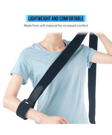 Adjustable Arm Sling Neck Support - Collar & Cuff Brace | Large Black | for Men & Women | Includes Mesh Laundry Bag - Buy Online on GoSupps.com