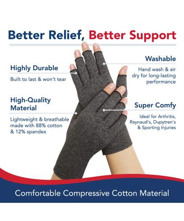Doctor Developed Compression Gloves for Arthritis + Handbook | 2 Pairs XS - Women & Men Hand Support for Pain Relief & Carpal Tunnel - Buy Online on GoSupps.com