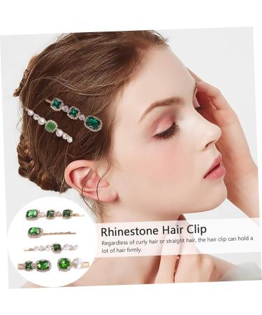 Healeved 3 Sets Crystal Pearl Hair Clip Bridal Hairpins Headdress Girl Hair Barrette Bridal Hair Clip Green Rhinestones Alligator Hair Clips Hair Pin Women Hair Accessories Alloy - Buy Online on GoSupps.com